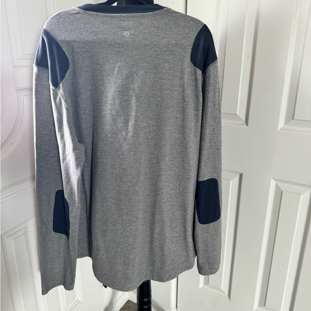 Lululemon Men Sprint Long Sleeve Shirt Heathered Slate Gray Elbow Patches XL $88 - Picture 6 of 9